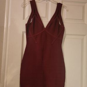 Marciano burgundy bandage dress